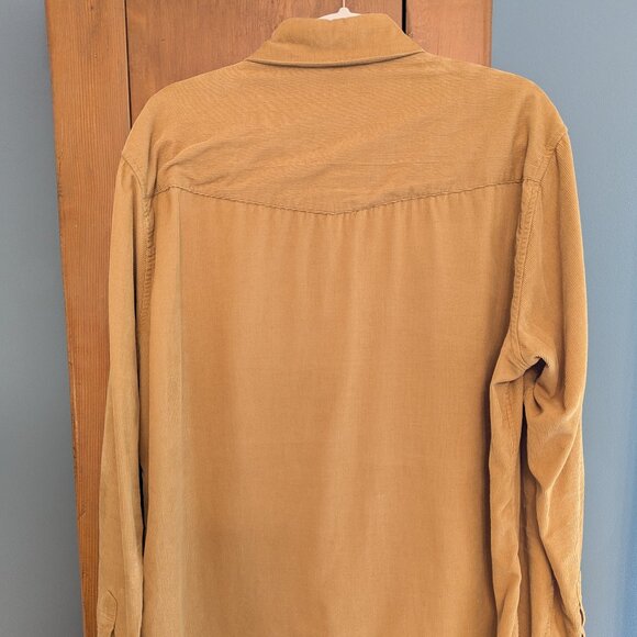 Criquet Corduroy Western Shirt – Camel/Gold/Brown, Pearl Snaps, Size Large - Picture 3 of 3